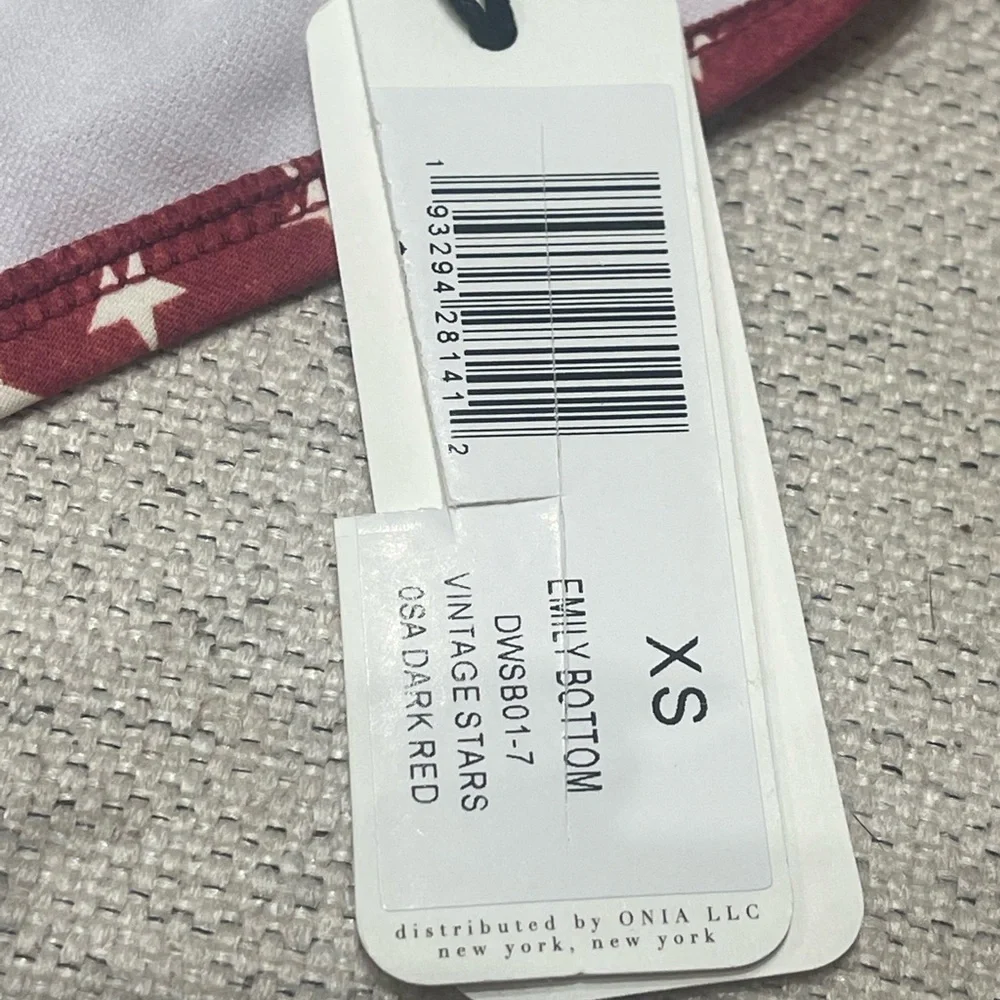 NEW WeWoreWhat Swim Emily Bottom XS Dark Red Vintage Stars High-Waist High-Leg - Picture 7 of 7